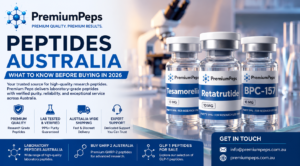 Laboratory Peptides Australia featuring premium research-grade peptide vials from Premium Peps